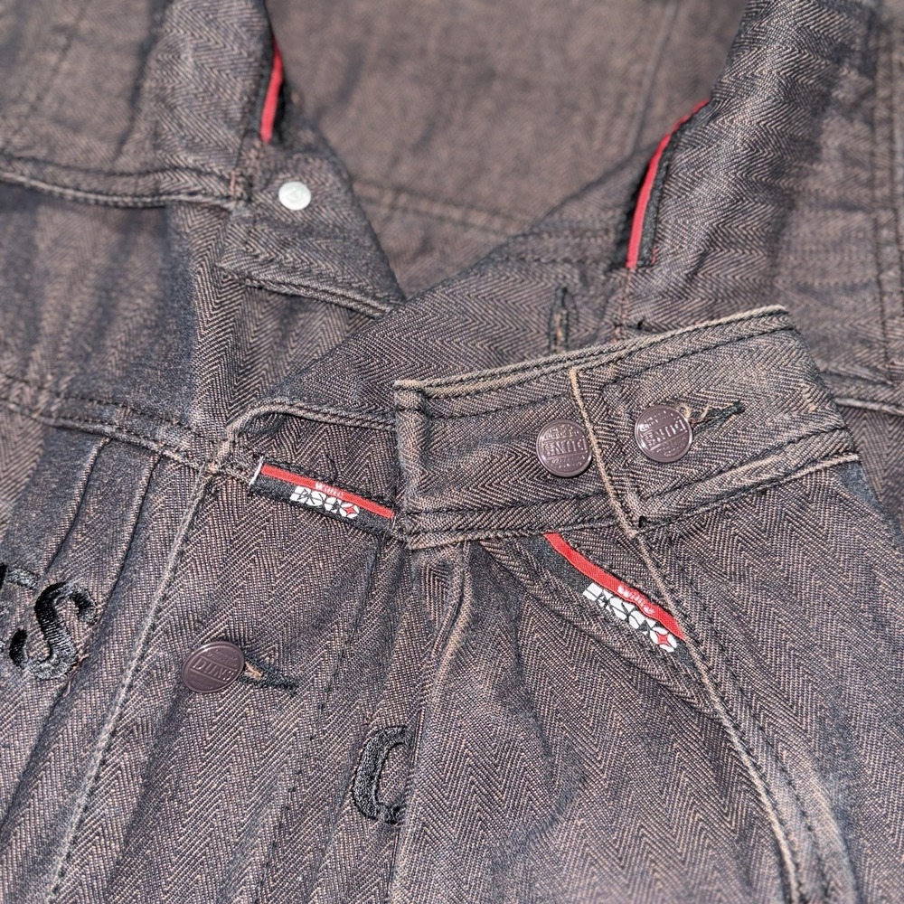 Willie Esco DUNS Jacket Mens 3XL XXXL Brown Denim Utility Baggy‎ Coat Y2K - Picture 10 of 14